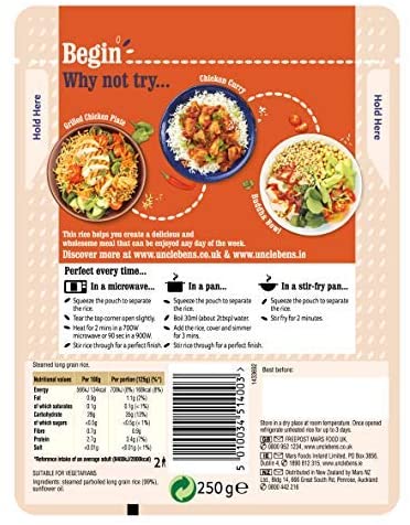 Uncle Ben's Microwave Rice Mixed Selection, Bulk Multipack of 12 - 6 x Long Grain 250 g, 6 x Wholegrain 250 g