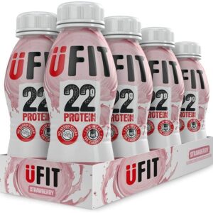 UFIT High 22g Protein Shake, No Added Sugar, Low Fat – Strawberry Flavour Ready To Drink (Pack of 8 x 310ml)