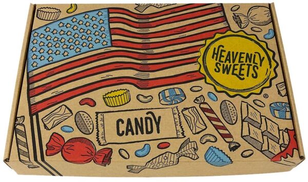 American Candy Large selection box - USA Chocolate, sweets & chews Reese's, Baby Ruth, Nerds, Jolly Rancher, Charlston Chew and more!- Post Box Christmas Present and Gift hamper ideas for American Chocolate & sweets fans - Heavenly Sweets UK 28x19x4cm Package