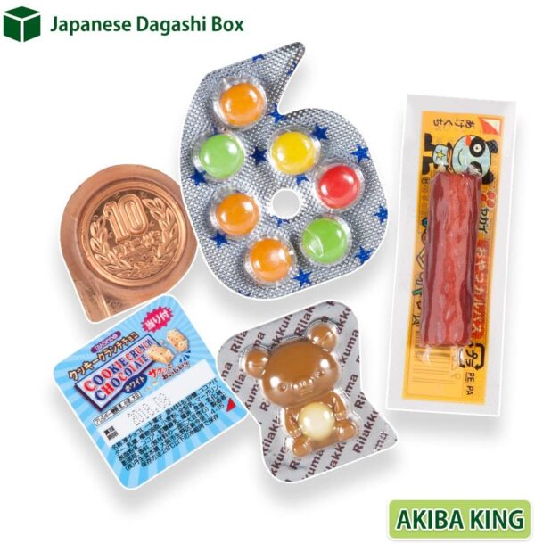 Trial Japanese Candy Dagashi Box 20pcs Umaibo Snack Gumi Potato Chip Kitty Chocolate w/ AKIBA KING Sticker