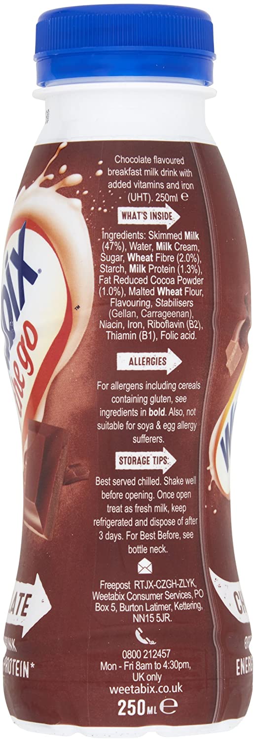 Weetabix On The Go Chocolate Breakfast Drink, 250 ml, Pack of 8