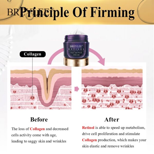 BREYLEE Retinol Firming Face Cream Lifting Neck Anti-Aging Remove Wrinkles Night Day Moisturizer Whitening Facial Skin Care 40g