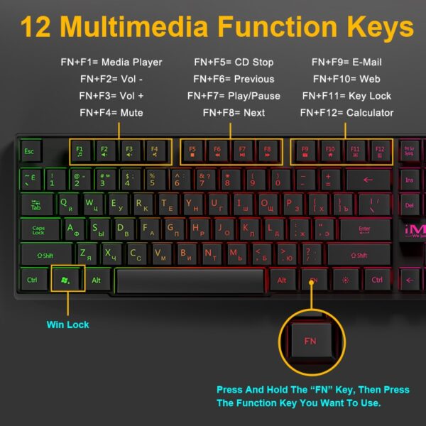 Wired Gaming Keyboard Mechanical Feeling Backlit Keyboards USB 104 Keycaps Russian Keyboard Waterproof Computer Game Keyboards
