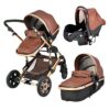 Babyfond High Landscape Baby Stroller 3 in 1 Carriage Pu Leather Aluminum Alloy Frame Pram EU Stand Baby Stroller With Comform