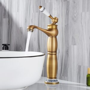 Antique Brass Bathroom Basin Faucet Hot and Cold Water Mixer Tap Golden Kitchen Bathroom Sink Faucets Bath Room Fixture