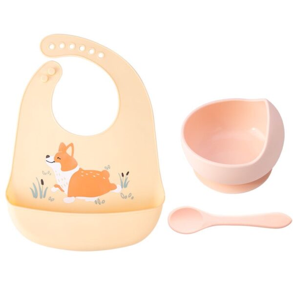 1set Silicone Baby Feeding Bowl Tableware Waterproof Spoon Non-Slip crockery BPA Free Silicone Dishes For Baby Bowl Baby Plate