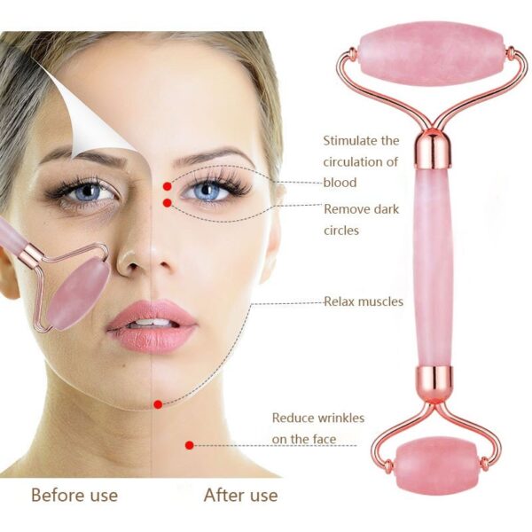 Jade Roller Facial Face Jade Massage Roller Rose Quartz Scraper Jade Massager Tools Slimming Face Natural Wrinkle Removal