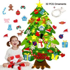 DIY Crafts Toys Felt Christmas Tree Snowman with Ornaments Fake Christmas Tree Kids Toy Christmas Party Decoration New Year 2020