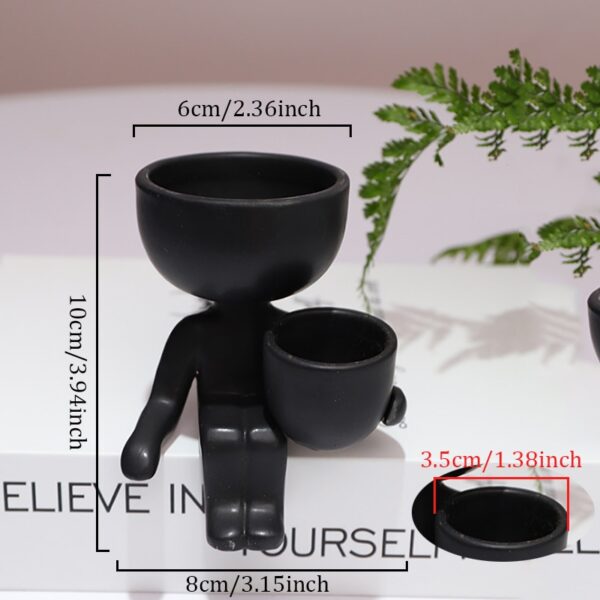 Humanoid Ceramic Flower Pot Character Sitting Posture Sculpture Vase Desktop Flower Arrangement Container Couple Gift Ornaments