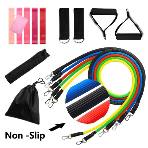 11pcs/set Fitness Resistance Tube Band Yoga Gym Stretch Pull Rope Exercise Training Expander Door Anchor With Handle Ankle Strap