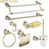 Luxury Crystal Gold Color Bathroom Accessories Set Gold Polished Brass Bath Hardware Set Wall Mounted Bathroom Products banheiro