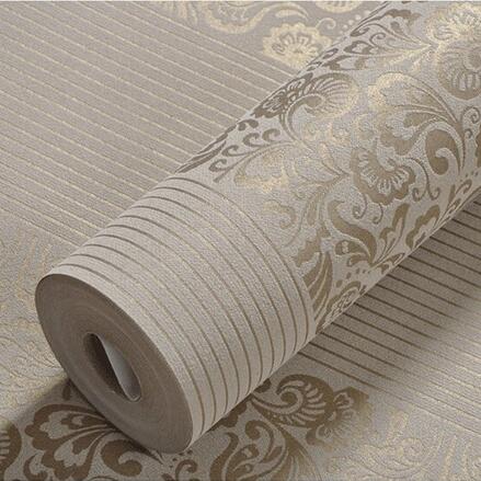 10M Home Improvement wall paper modern Fashion Non-woven Flocking Wallpaper Rolls for bedroom background wall 5 Colors R19