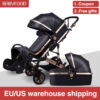 Babyfond High Landscape Baby Stroller 3 in 1 Carriage Pu Leather Aluminum Alloy Frame Pram EU Stand Baby Stroller With Comform