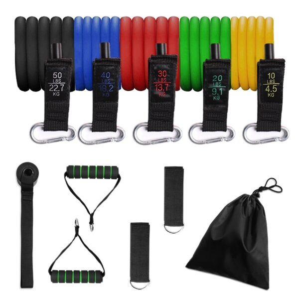 11pcs/set Fitness Resistance Tube Band Yoga Gym Stretch Pull Rope Exercise Training Expander Door Anchor With Handle Ankle Strap