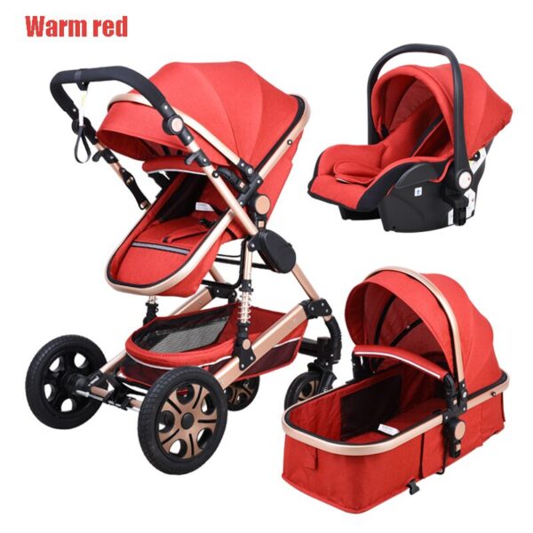 Babyfond Stroller High Landscape Baby Stroller 3 in 1 With Car Seat Folding Baby Carriage for 0-3 Years Two Way Newborn Pram
