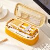 Stationery Canvas Pencil Case Double Layer Large Capacity Pencil Box Cute Pencilcase For Kids Boys Pen Box School Supplies