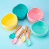 1set Silicone Baby Feeding Bowl Tableware Waterproof Spoon Non-Slip crockery BPA Free Silicone Dishes For Baby Bowl Baby Plate