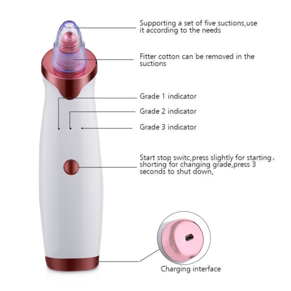 Electric Acne Remover Point Noir Blackhead Vacuum Extractor Tool Black Spots Pore Cleaner Skin Care Face Deep Cleansing Machine