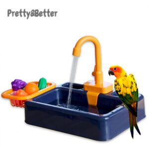 Pretty&Better Parrot Perch Shower Pet Bird Bath Cage Basin Parrot Bath Basin Parrot Shower Bowl Birds Accessories Parrot Toy
