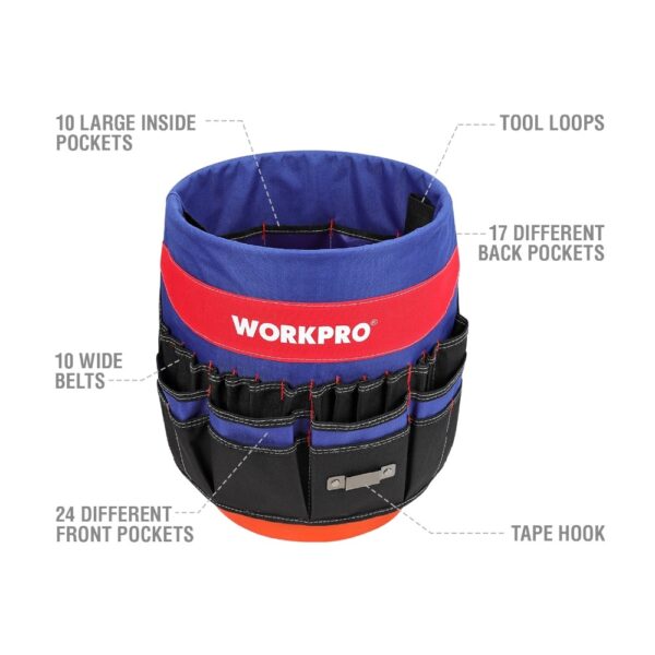 WORKPRO 5 Gallon Bucket Tool Organizer Bucket Boss Tool Bag (Tools Excluded)